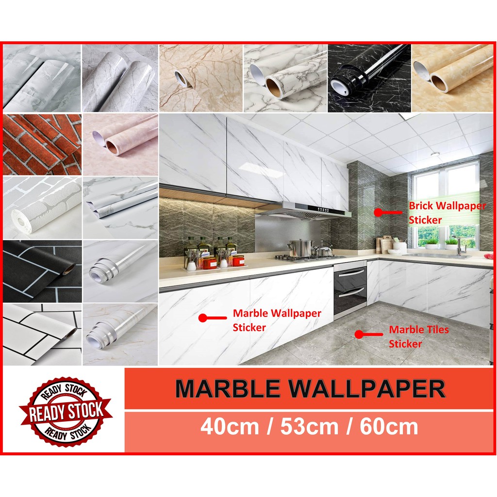 [PREMIUM] Self Adhesive Waterproof Marble Wallpaper Sticker PVC Kertas