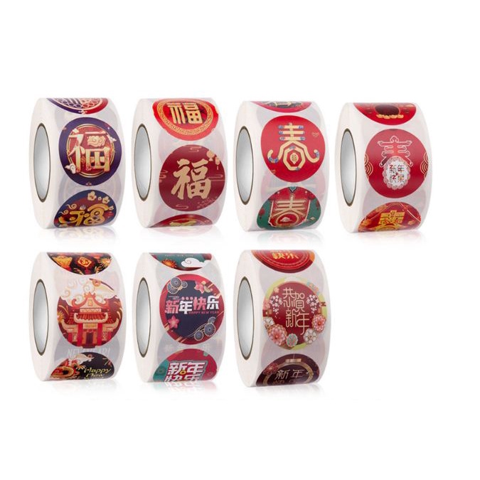 READY STOCK Sticker Chinese New Year 500pcs/Roll CNY Sticker Seal Label ...