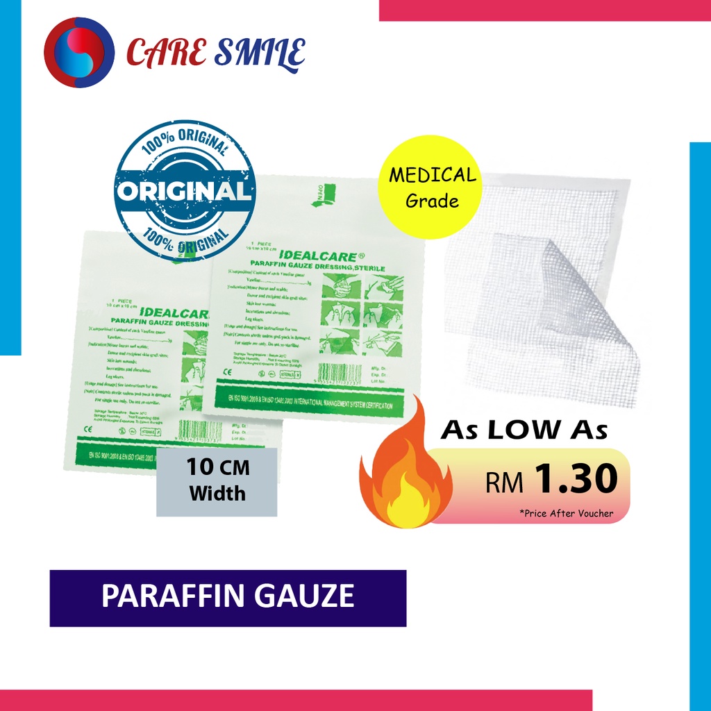 Paraffin Gauze Dressing 10 CM Minor Burns Cuts Minimal Pain Upon Removal Idealcare Shopee Malaysia