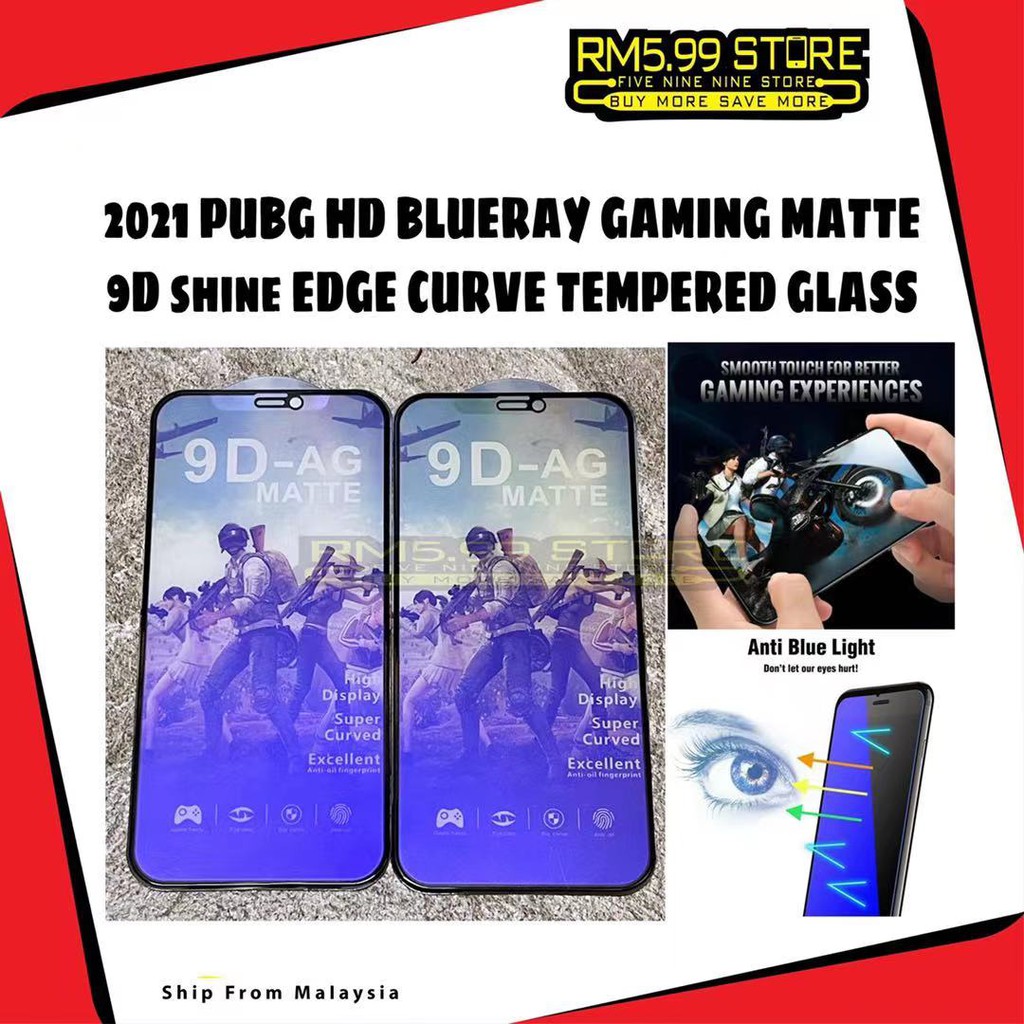 Samsung PUBG Blue Ray Purple Game Matte+9D Shine Edge) A22 A32/A52