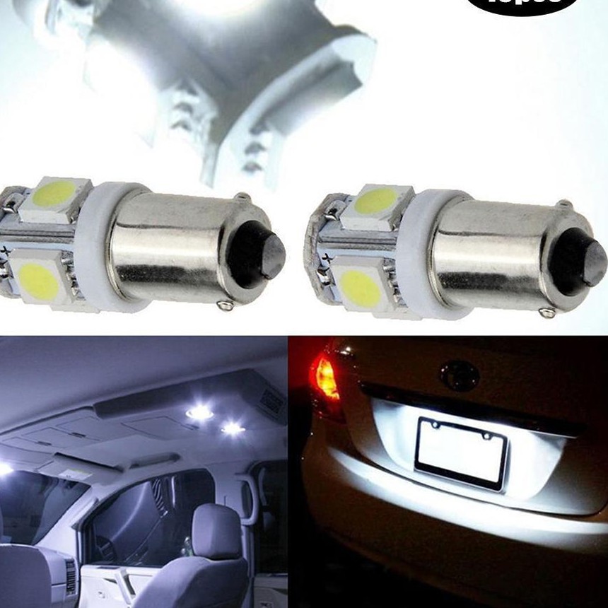 Pack De 10 Ampoules LED BA9S 5050 SMD - Blanc Pur | Pour éclairage Intérieur Et Extérieur Voiture (plaque, Tableau De Bord, Plafonnier)