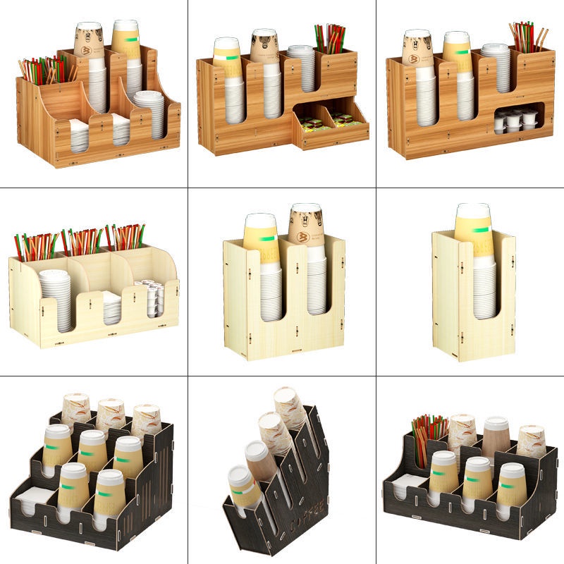 Coffee Tea Shop Supplies Bar Straw Storage Rack Disposable Paper Cup