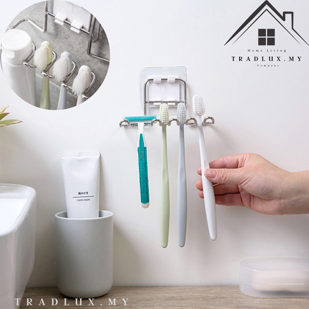 Tradlux Stainless Steel Toothbrush Holder Rack Wall Mounted Toothbrush ...