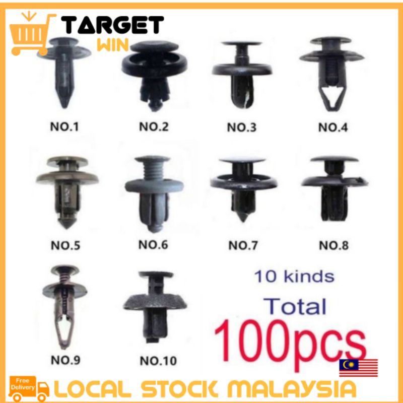100pcs Auto Kereta Plastic Bumper Clips Clip Trunk Screw Rivets Set x 1 Pack(Murah) Shopee