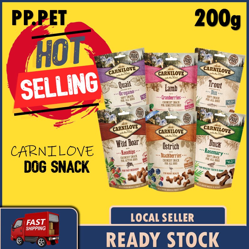 Carnilove Dog Snack Dog Treats 200g (Carnilove Salmon 200g, Wild Boar 200g, Carp 200g, Lamb