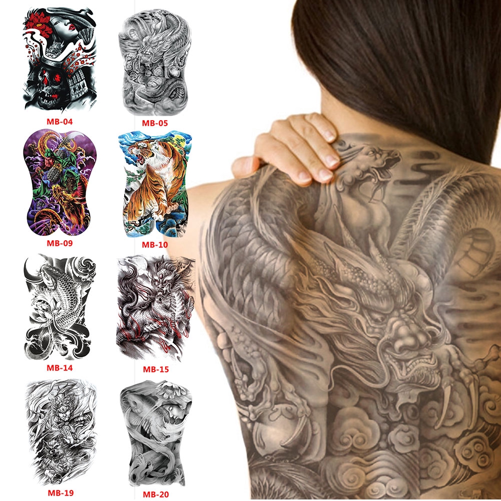 Waterproof Temporary Sticker Big Large Full Back Chest Tattoo Large ...