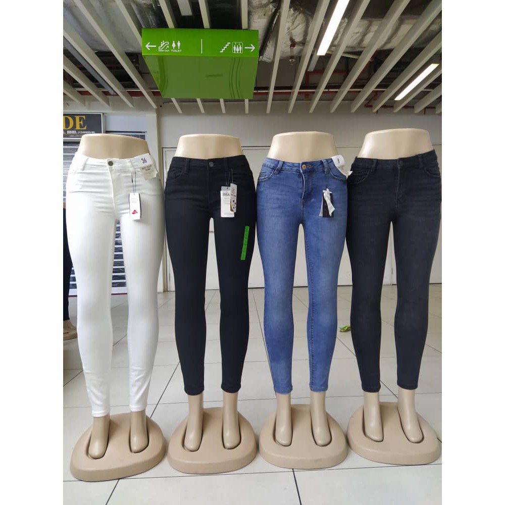 Skinny supper stretchable jeans kain gettah Black 24