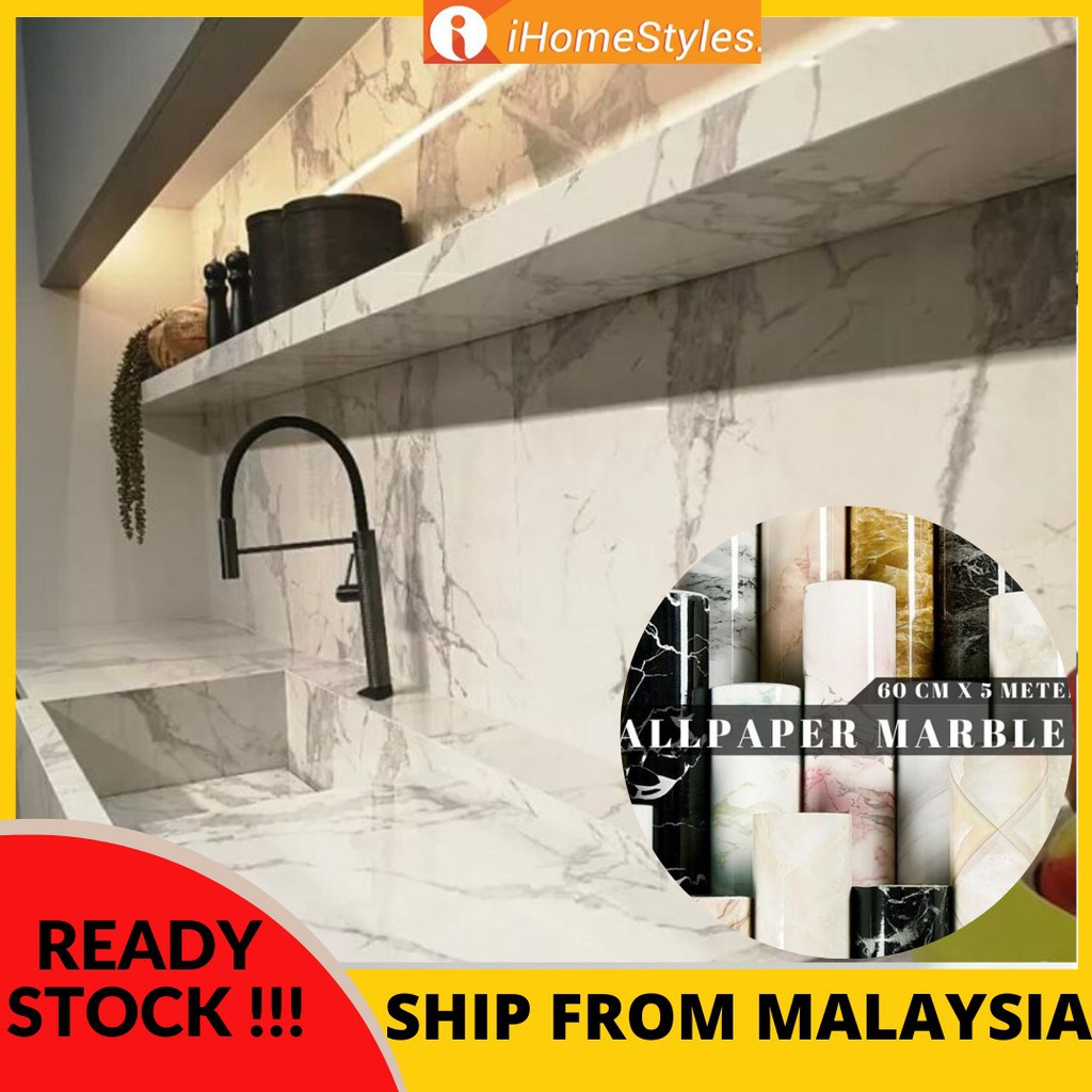 60cm x 5meter Marble Wallpaper Sticker Self Adhesive | Shopee Malaysia