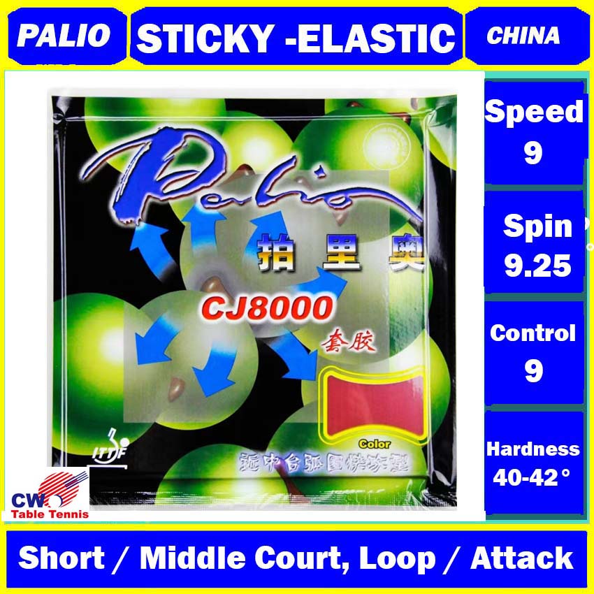 Palio CJ8000 H40-42 degree loop and fast attack table tennis rubber ...