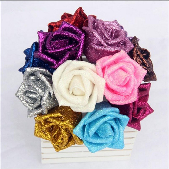 30 Pcs Glitter Roses Artificial Foam Rose Artificial Glitter Flowers with  Stem, Foam Glitter Rose for Wedding Party Office Baby Shower Home Decoration