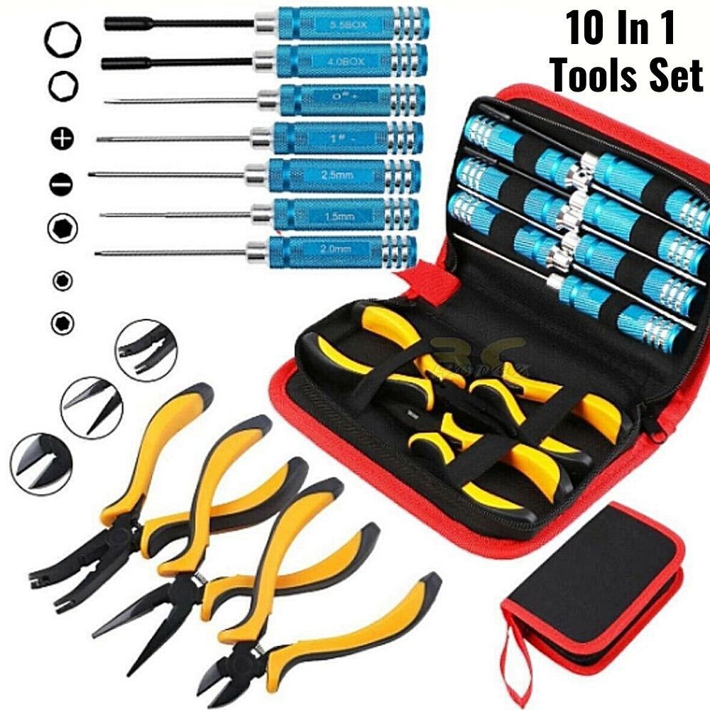 10 in 1 Screwdriver & Pliers Tool Set for Helicopter/Car/RC Planes/Boat  T018
