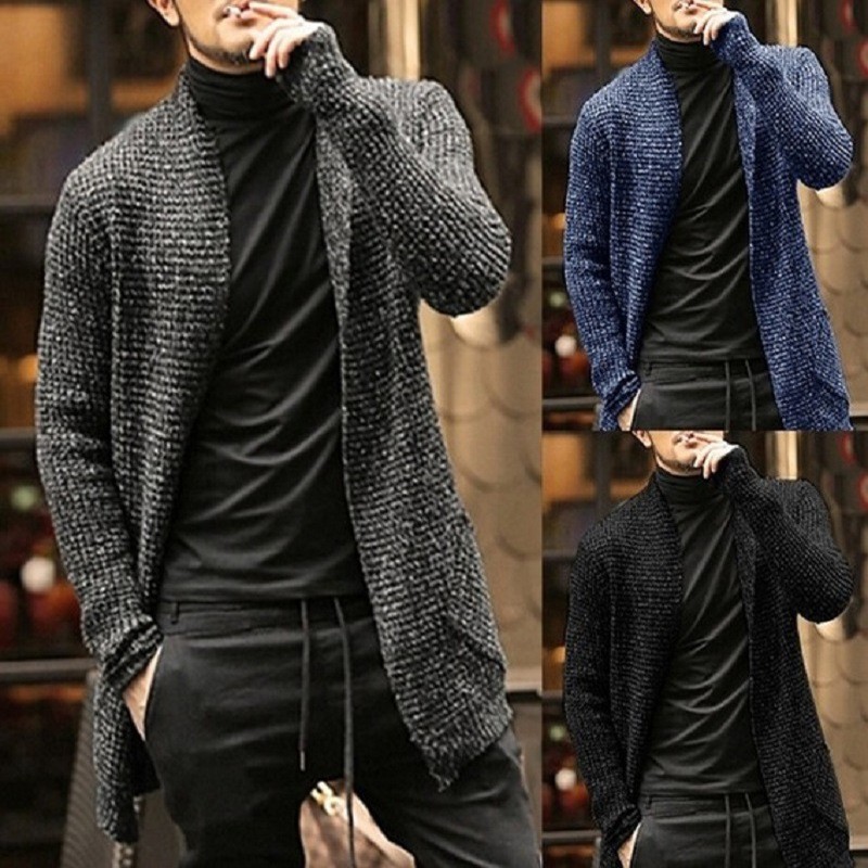 Men Sweater Clothing Cardigan Long Sleeve Warm Thick Fashion Casual England Style Mohair Shopee Malaysia