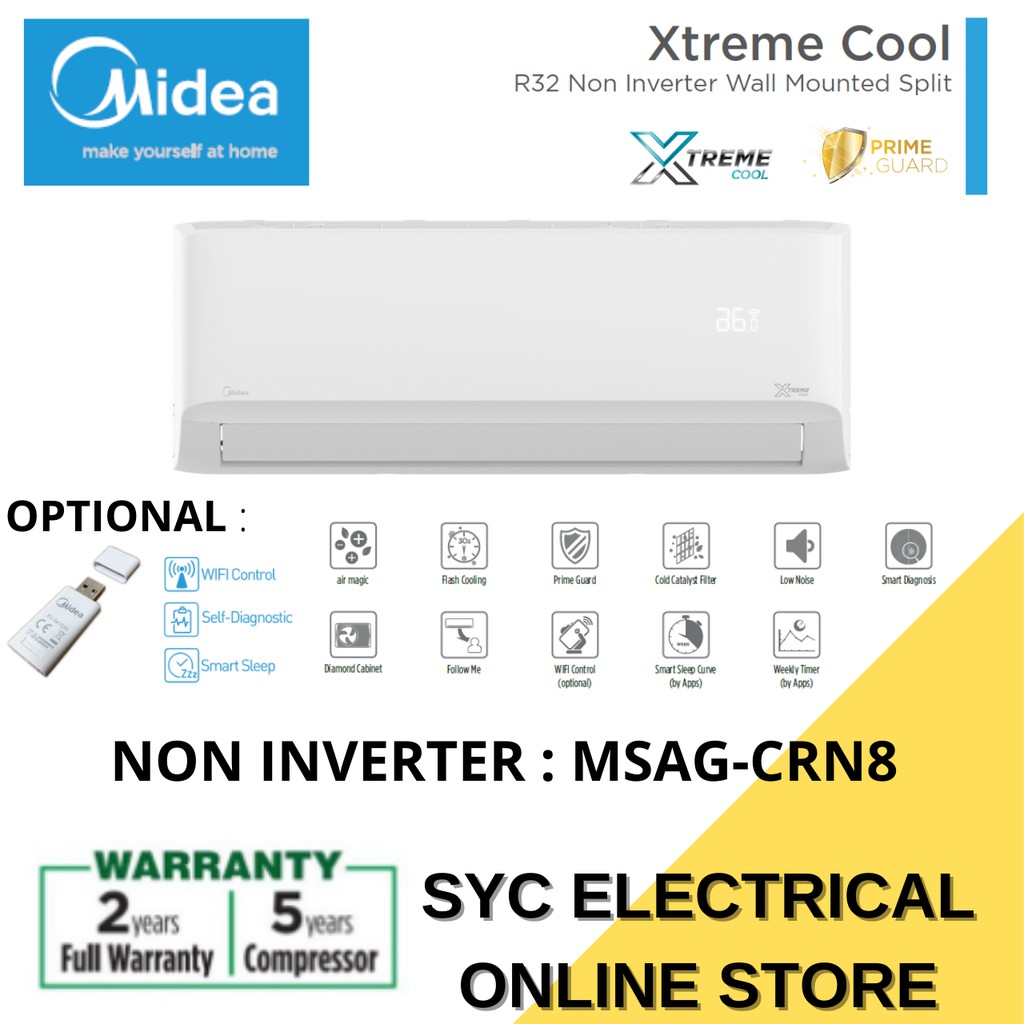 MIDEA R32 NON-INVERTER XTREME COOL SERIES R32 AIR CONDITIONER (1.0HP-2 ...