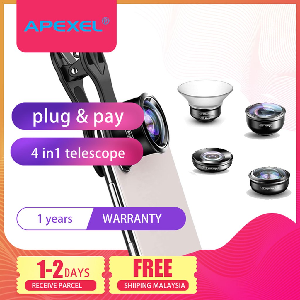 APEXEL 5-in-1 Mobile Phone Camera Lens Set main image 1