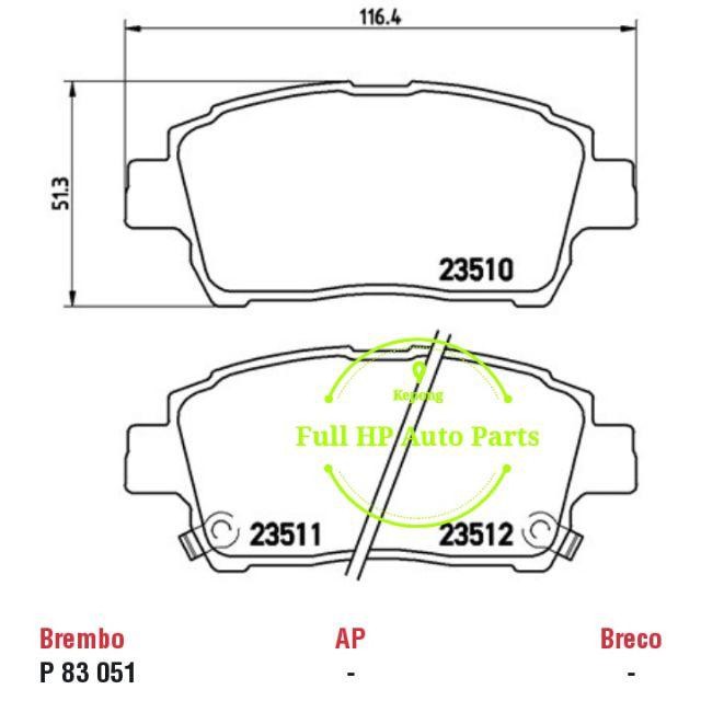 Original Brembo Brake Pad Toyota Vios NCP42 200207 Shopee Malaysia