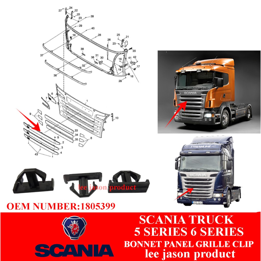 SCANIA TRUCK 5SERIES 6SERIES PANEL GRILLE CLIP 1805399 Shopee Malaysia