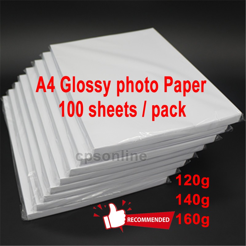 A4 Glossy photo paper (100Sheets/Pack) (120g / 140g / 160g ) | Shopee ...
