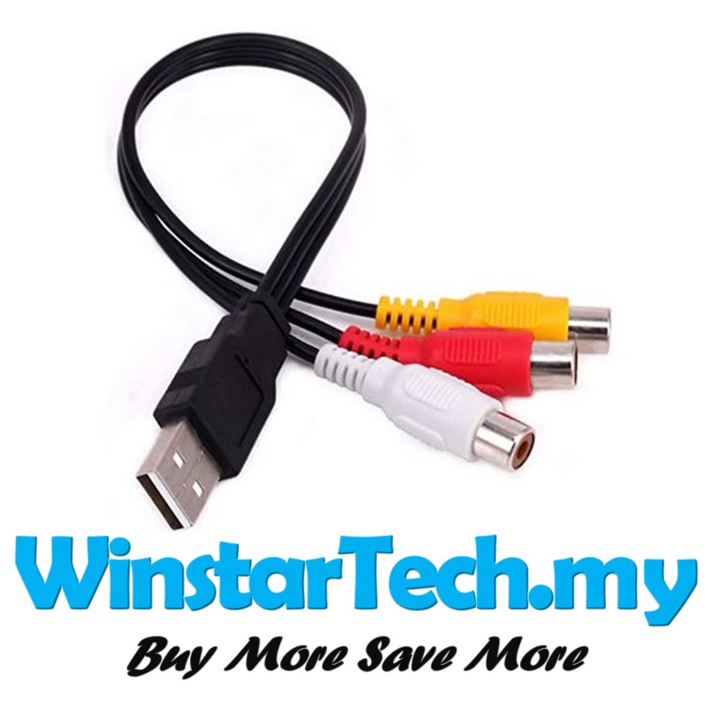 USB A 2.0 Male to 3 RCA Female Video Audio Capture Card AV Composite