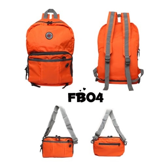 Foldable Backpack Orange 3 Function Folding Backpack - FB04 | Shopee ...