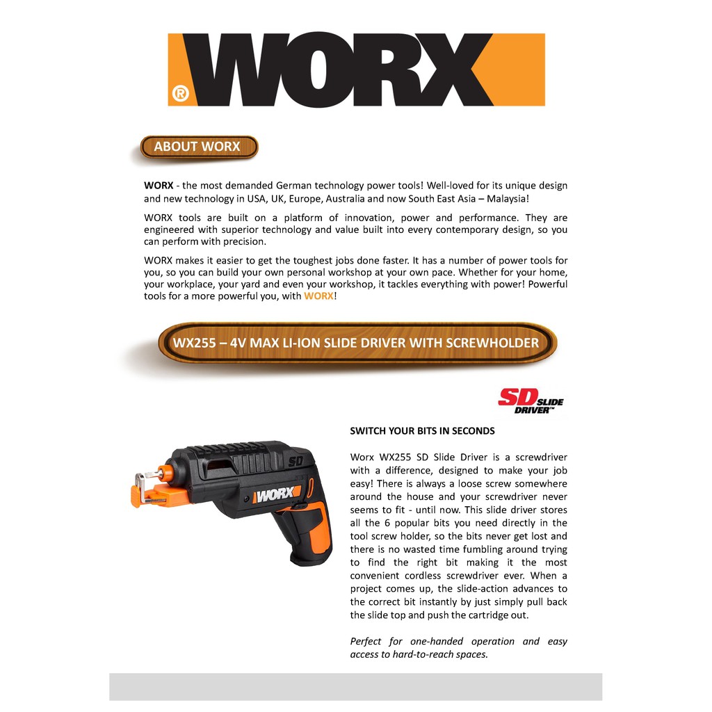 WORX WX255 4V Max Li Ion with Screwholder Cordless SCREWDRIVER