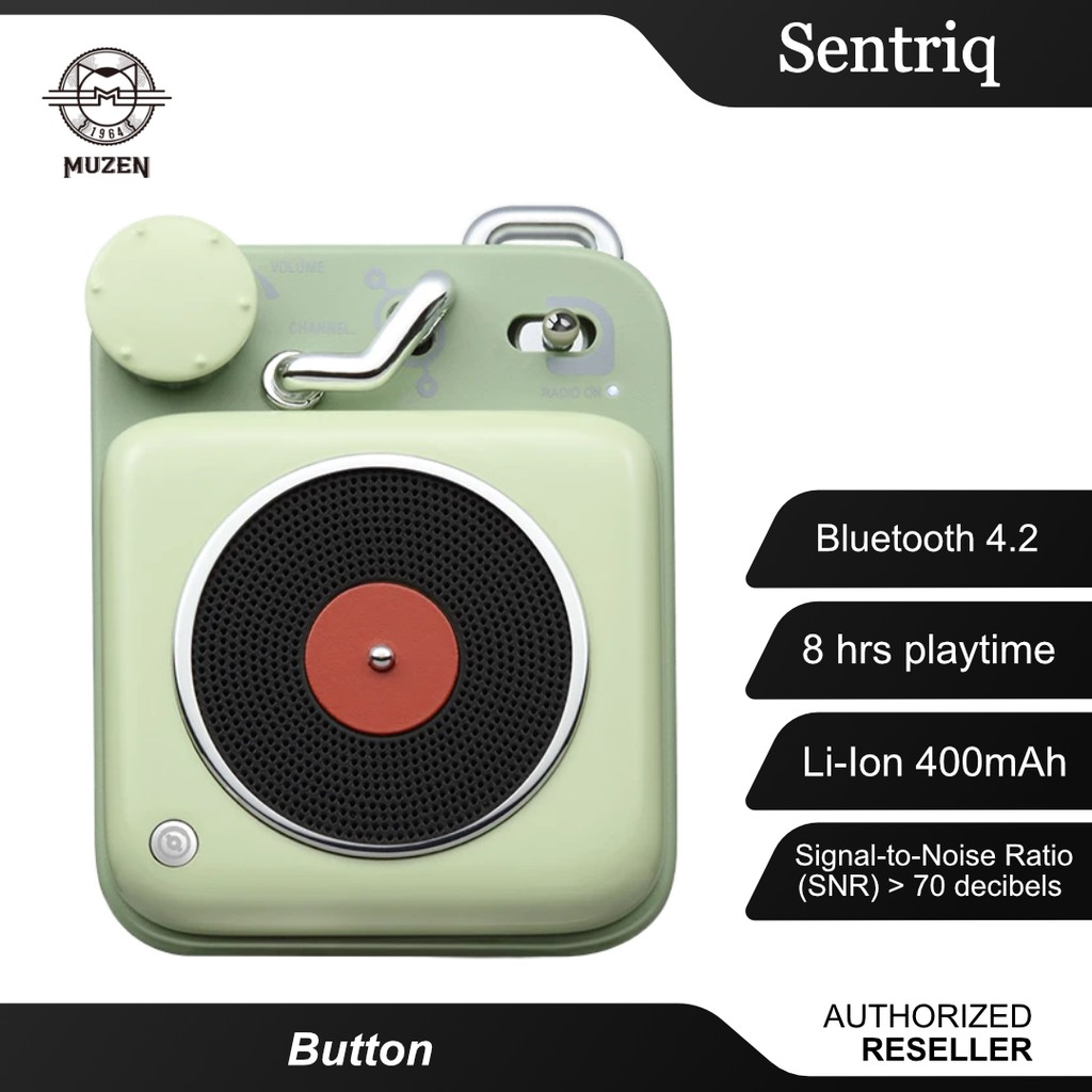 Muzen Button Foam Green Mini Portable Wireless Bluetooth Speaker ...
