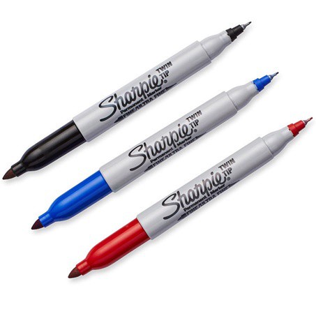 Sharpie Twin Tip Permanent Markers - Fine, Ultra Fine Marker Point 24 Bg Bk
