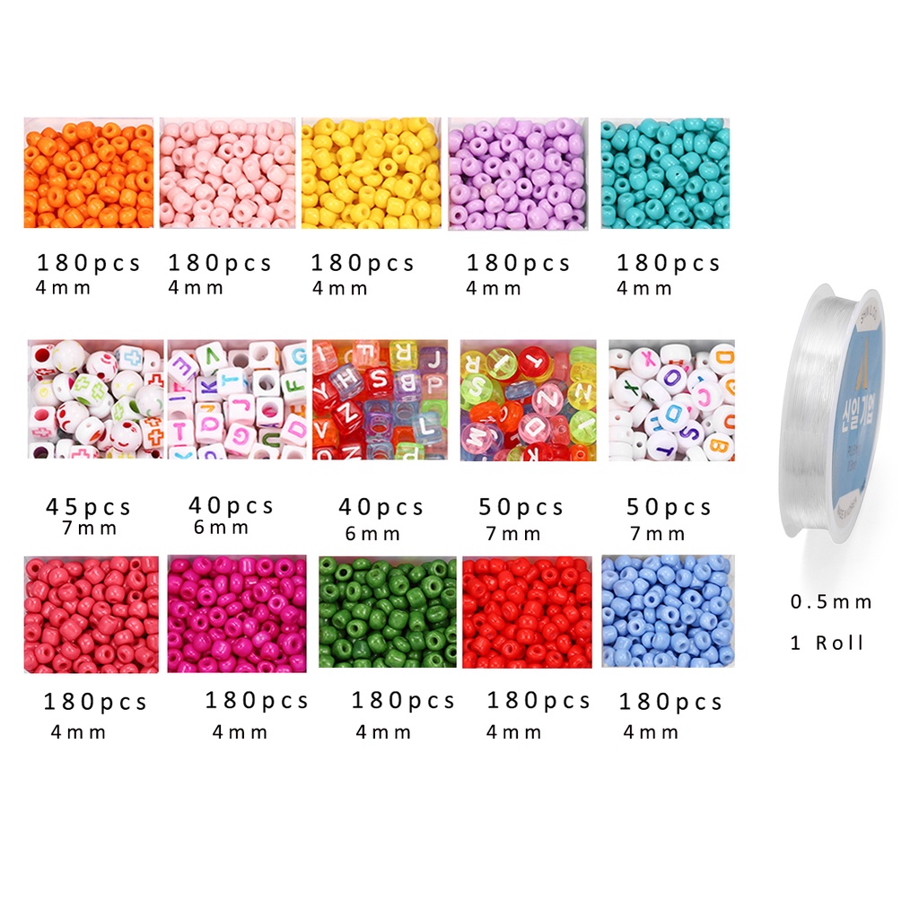 1set 2025Pcs Mix Color Letter Beads Wire Jewelry Making Supplies Kit ...