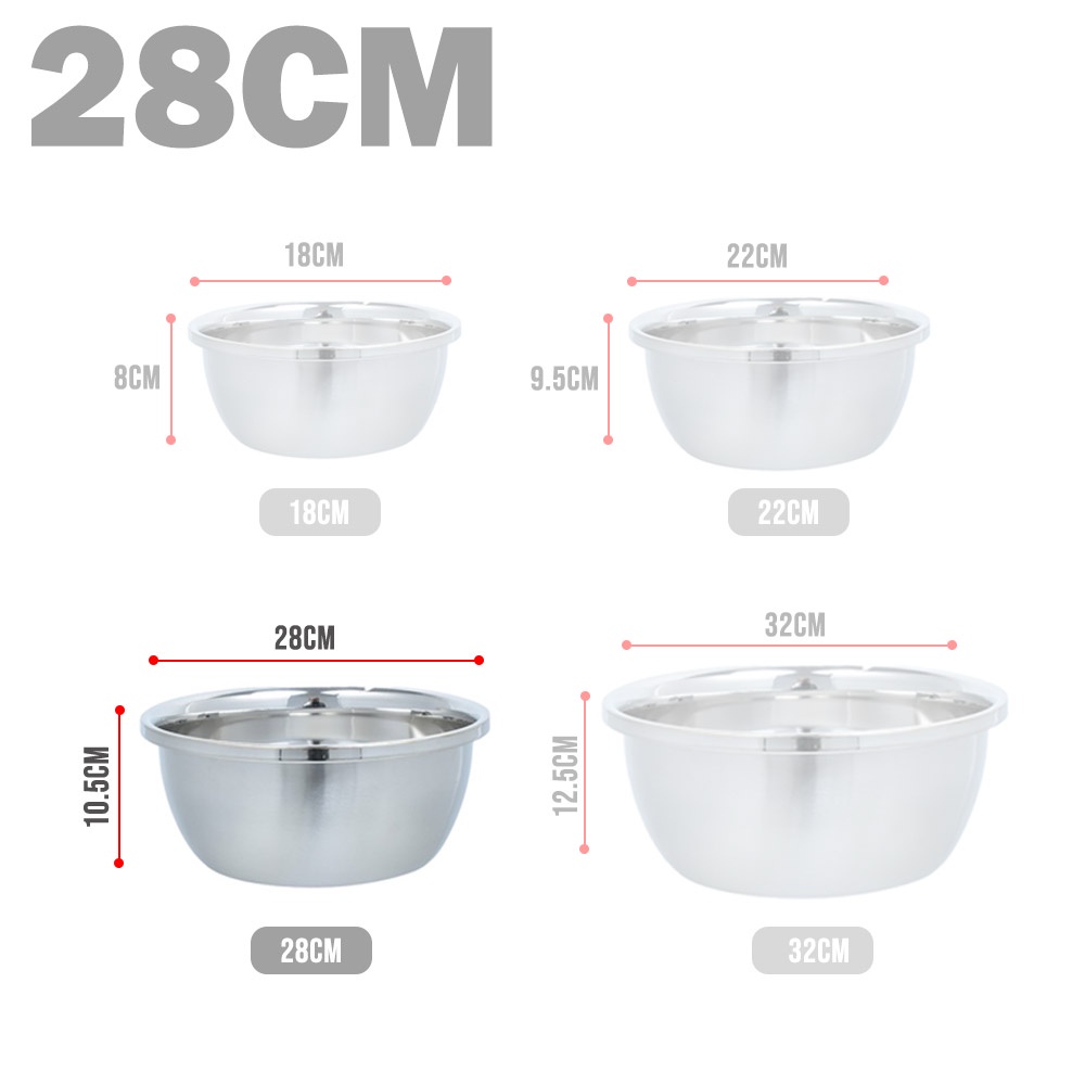 AKIRO 304 Stainless Steel Basin Bowl Salad Mixing Bowl Soup Bowl ...