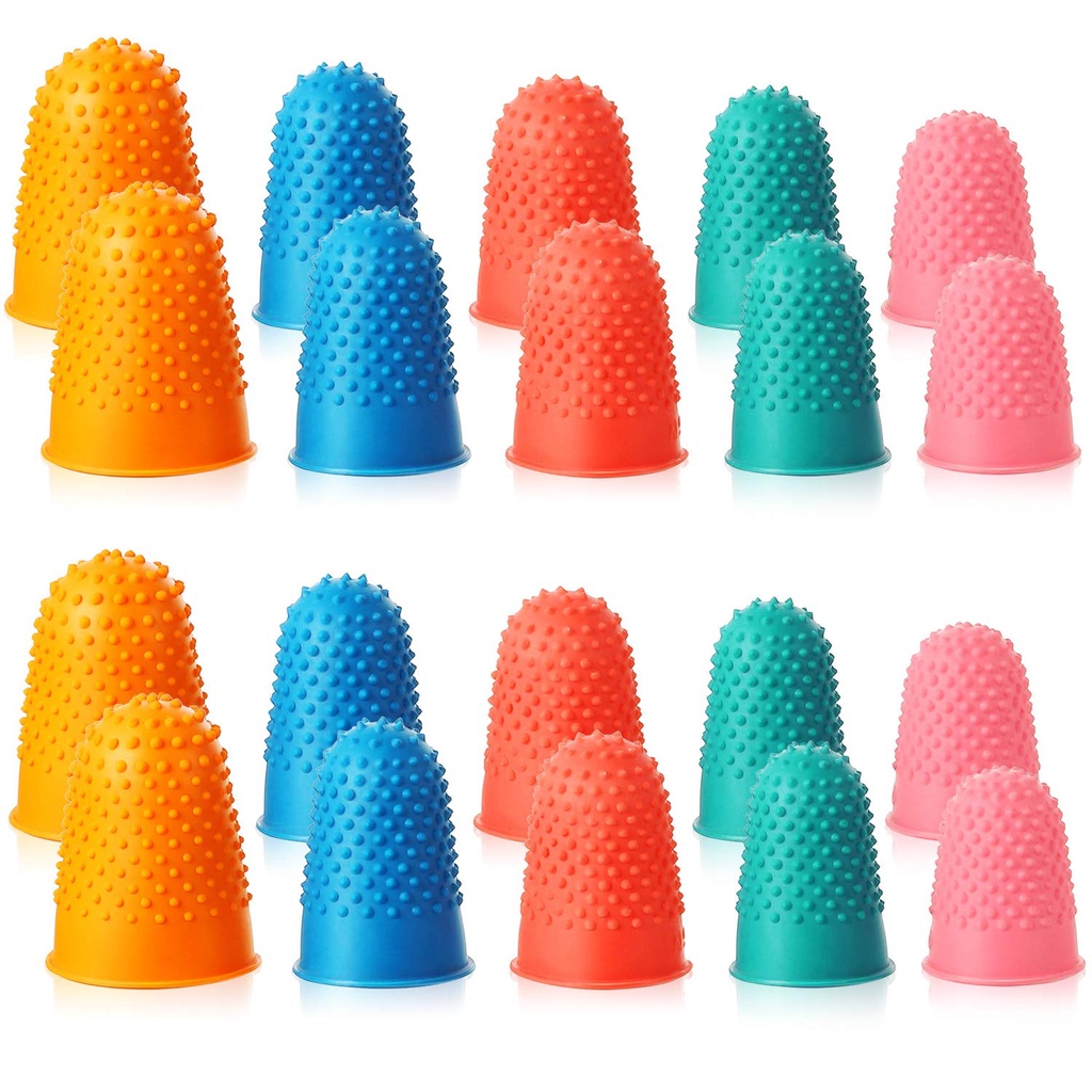 5 Pcs Mixed Colors Thimble Protector Silicone Rubber Thimble Finger ...