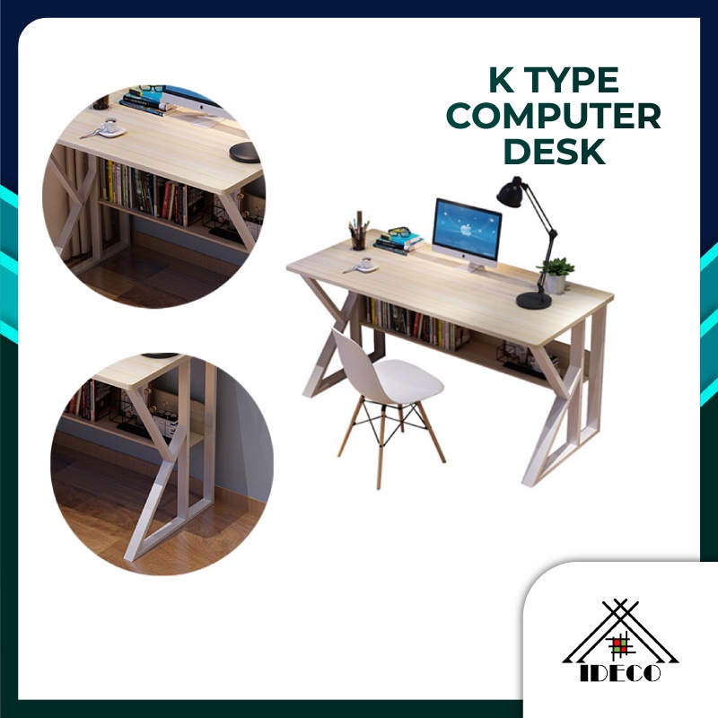 (Clearence) iDECO K Type Writing Table Home Office Desks Modern Simple ...