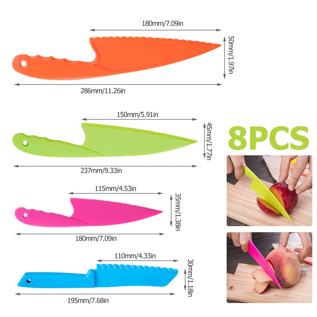 Kid Safe Cooking Knife Set 8Pcs Plastic Children Knives Kit Safe Multifunctional Toddler Safe