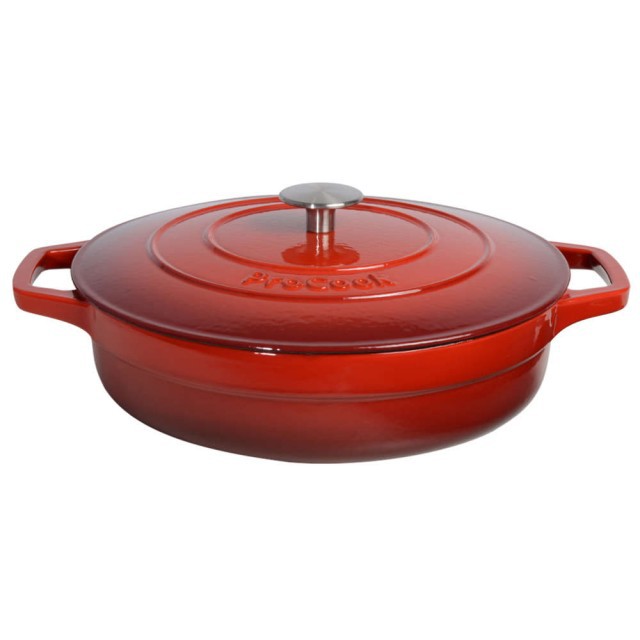 shallow casserole deep frypan 28 cm non-stick high induction red –