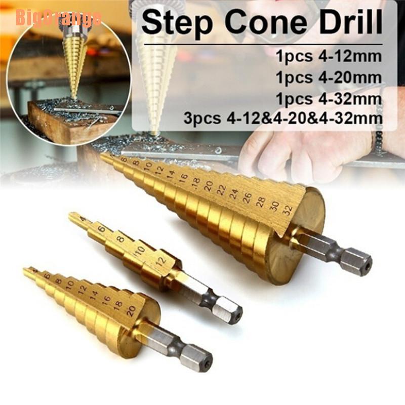 BigOrange/// Large HSS Steel Step Cone Drill Titanium Bit Set Hole ...