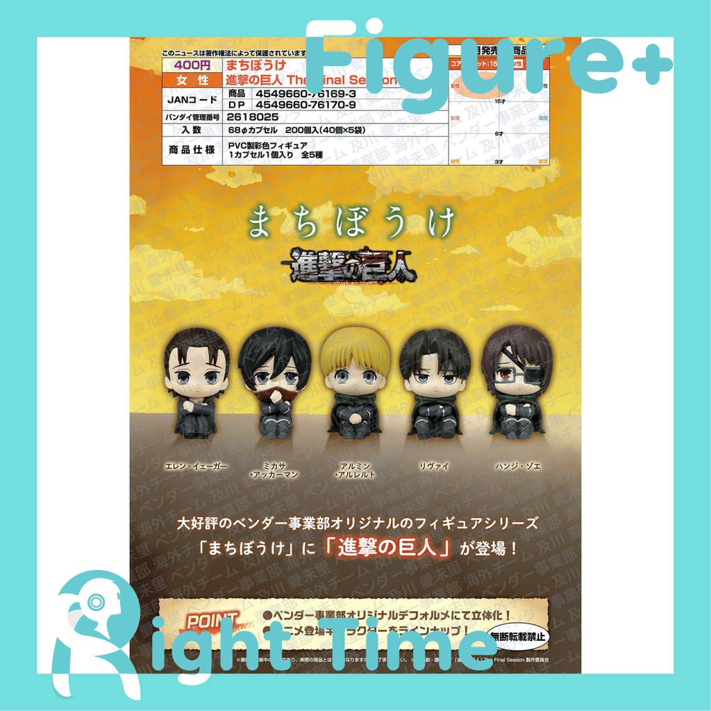Set 5 Figurines Bandai Attack On Titan, The Final Season, Machibouke, Neuves