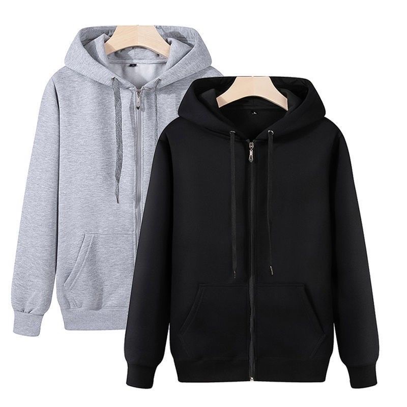 Hoodies Unisex Long Sleeve Solid Zipper Sweatshirts Meron/Black/Gray ...