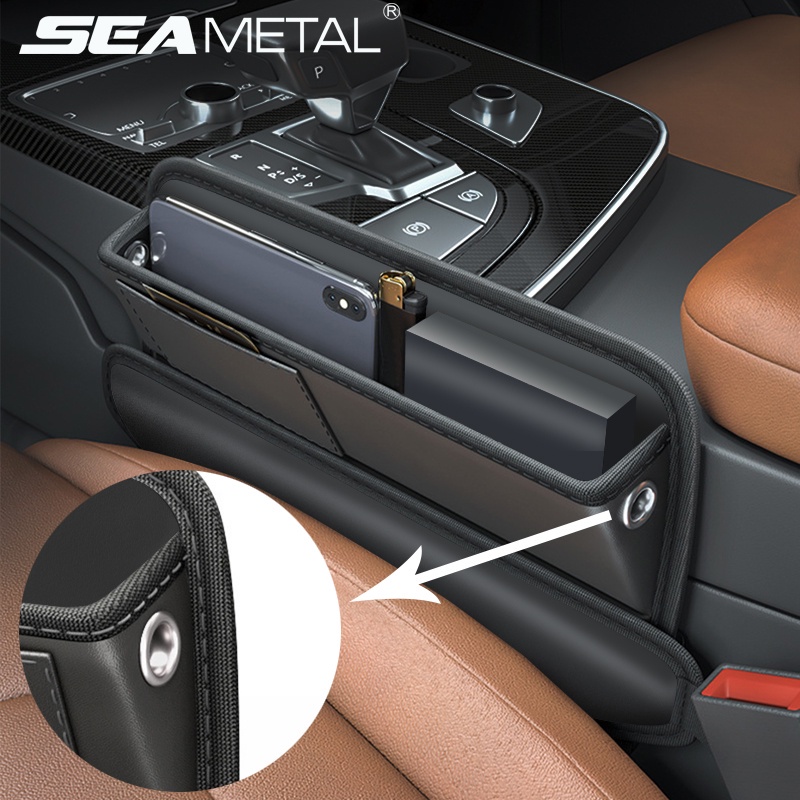 SEAMETAL PU Leather Car Seat Gap Storage Bag Universal Auto Seats Gap ...