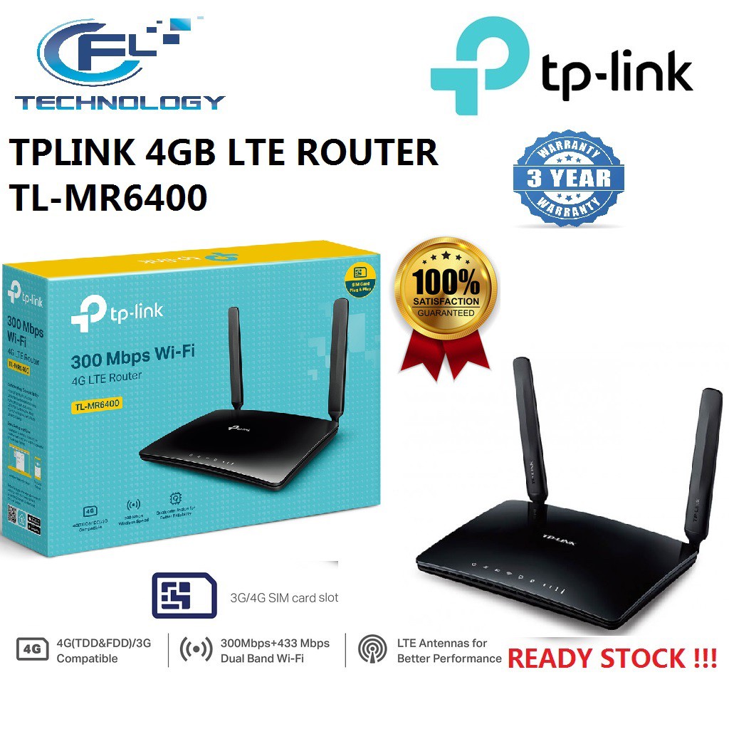 TP-Link TL-MR6400 Apac 300Mbps 4G LTE Wireless Wifi Modem Router Direct Sim  Card Support Unifi Air