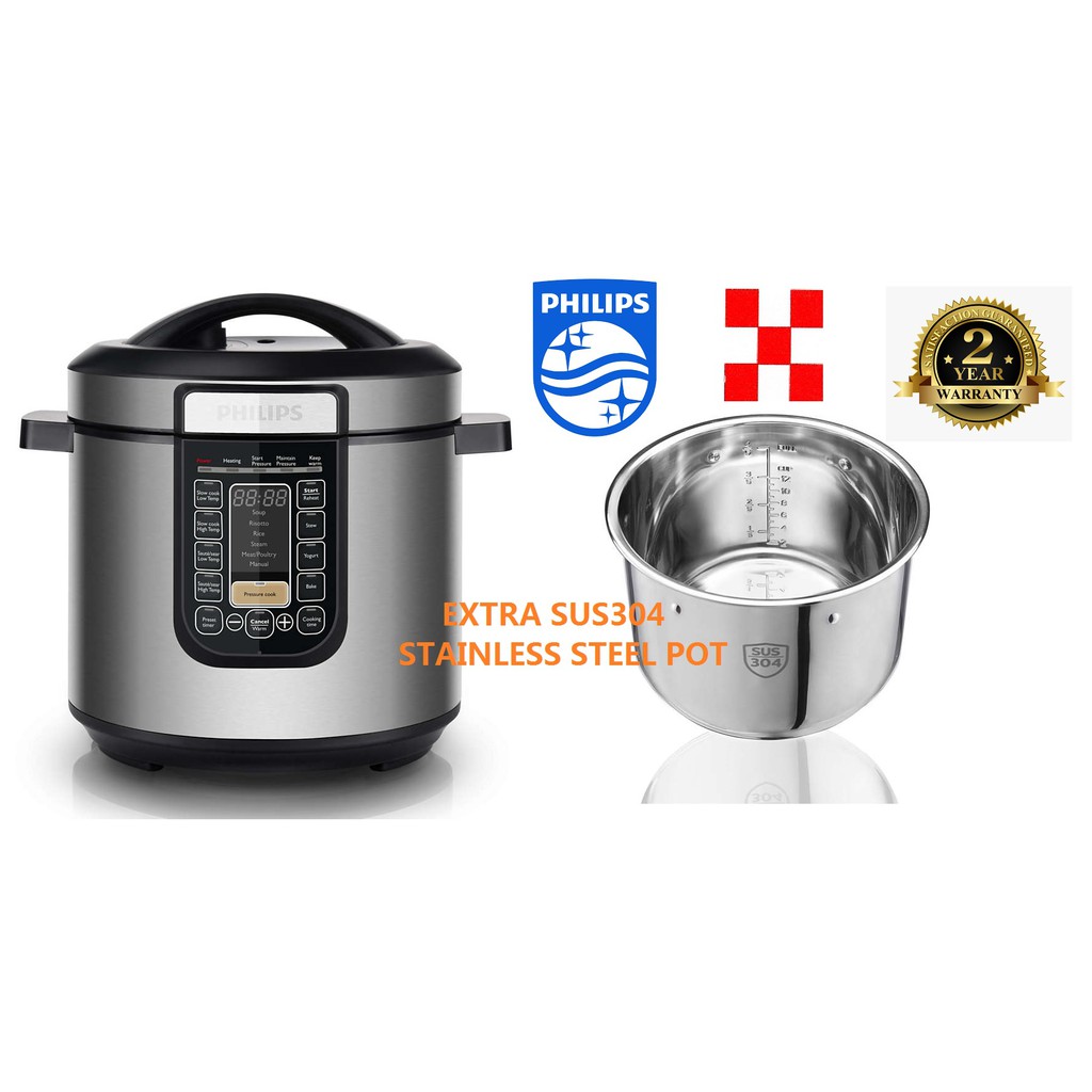 Philips 6L Pressure Cooker HD2137 Free 1 Stainless Steel Inner Pot Periuk Tekanan 6L 6L