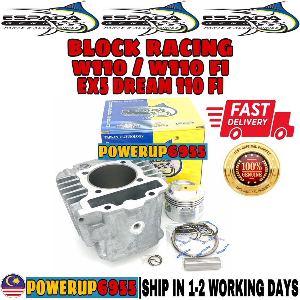 ESPADA RACING BLOCK BLOK WAVE 110 W110 / W110 FI / EX5 DREAM 110 FI ...