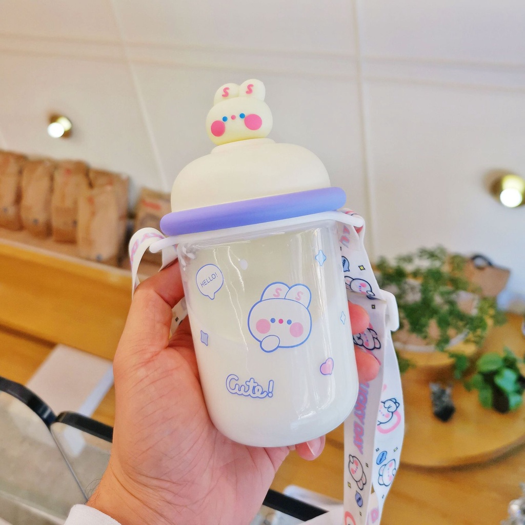 Kawaii Bear Cup 1.3L Tumbler With Straw Cute Water Bottle For Girl Kid  Large Cap