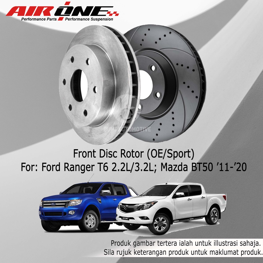 Ford Ranger T6 2.2L 3.2L Mazda BT50 Front (Depan) Disc Rotor Racing ...