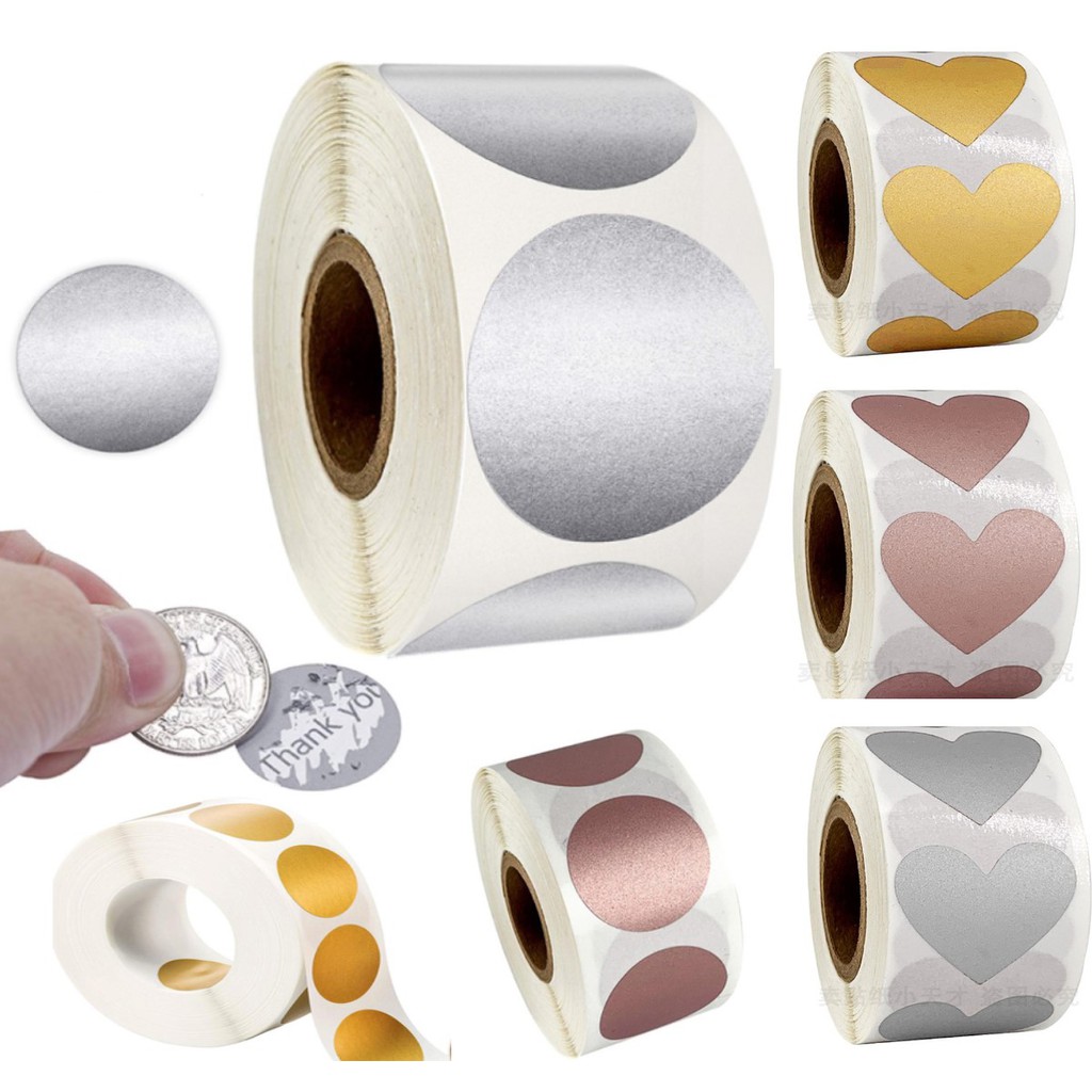 (10张)圆形/心形 刮刮乐贴纸 ( 2.5cm x 2.5cm) (10pcs)Round/Heart Shape Scratches ...