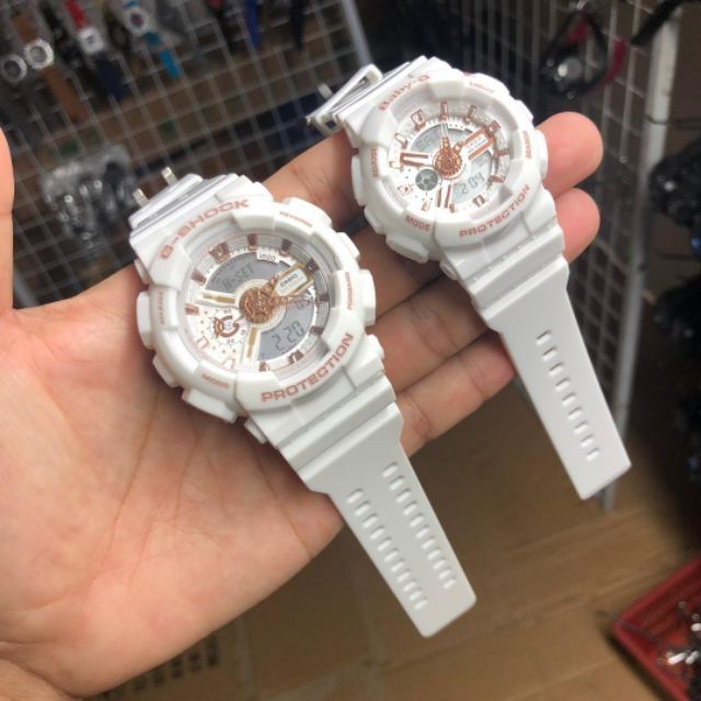 2020 Sale Gshock Couple Ga 110 White Gold Mate Digital Analog watch Shopee Malaysia