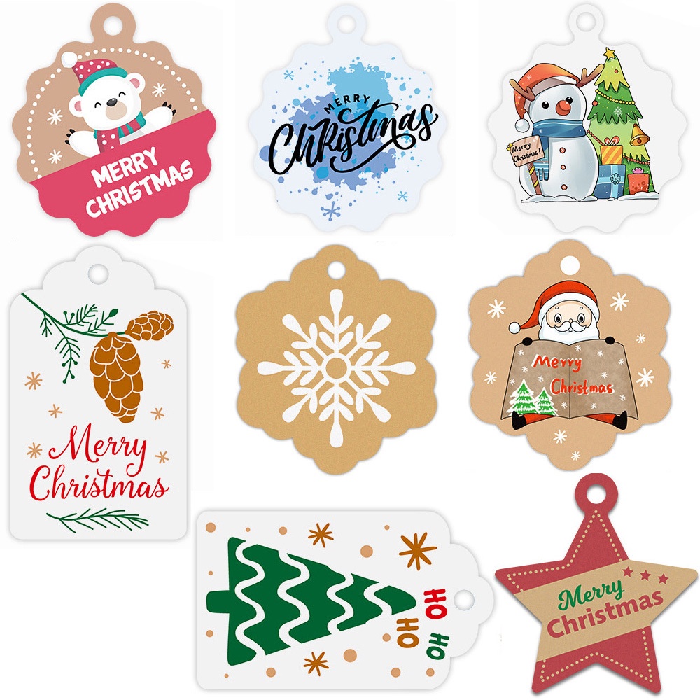 100Pcs Merry Christmas Tags Kraft Paper DIY Card Label Gift Wrapping