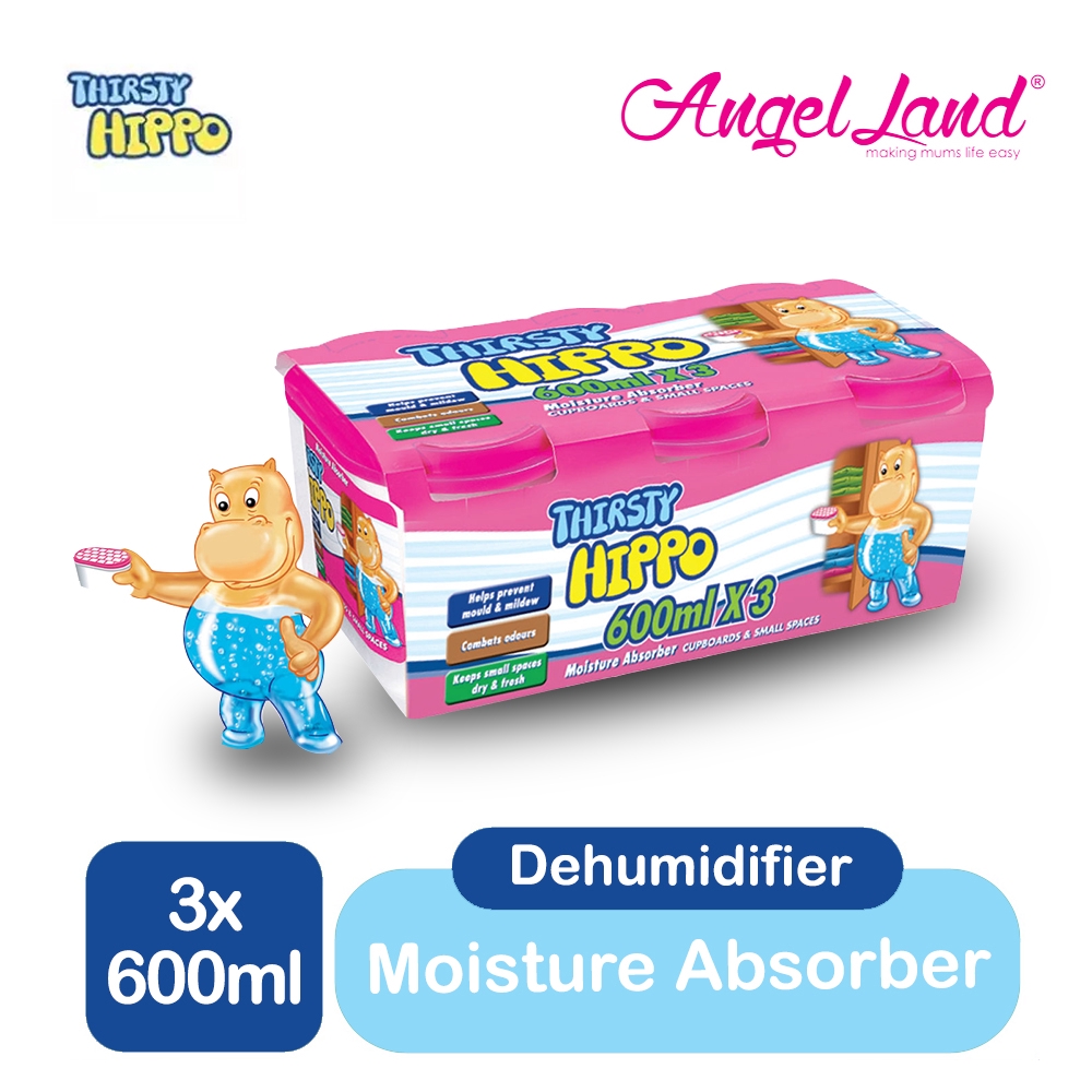 Thirsty Hippo Dehumidifier Moisture Absorber 600ml x3 (Value Pack