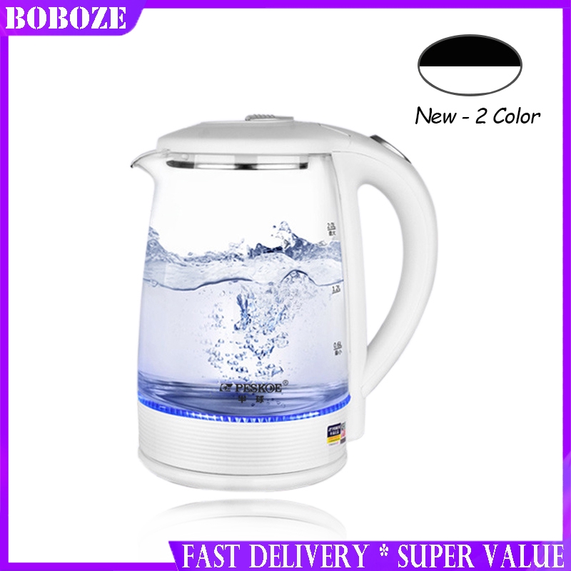 Jug Kettle Water Heater 2L Stainless Steel Double Anti Hot Pot Glass