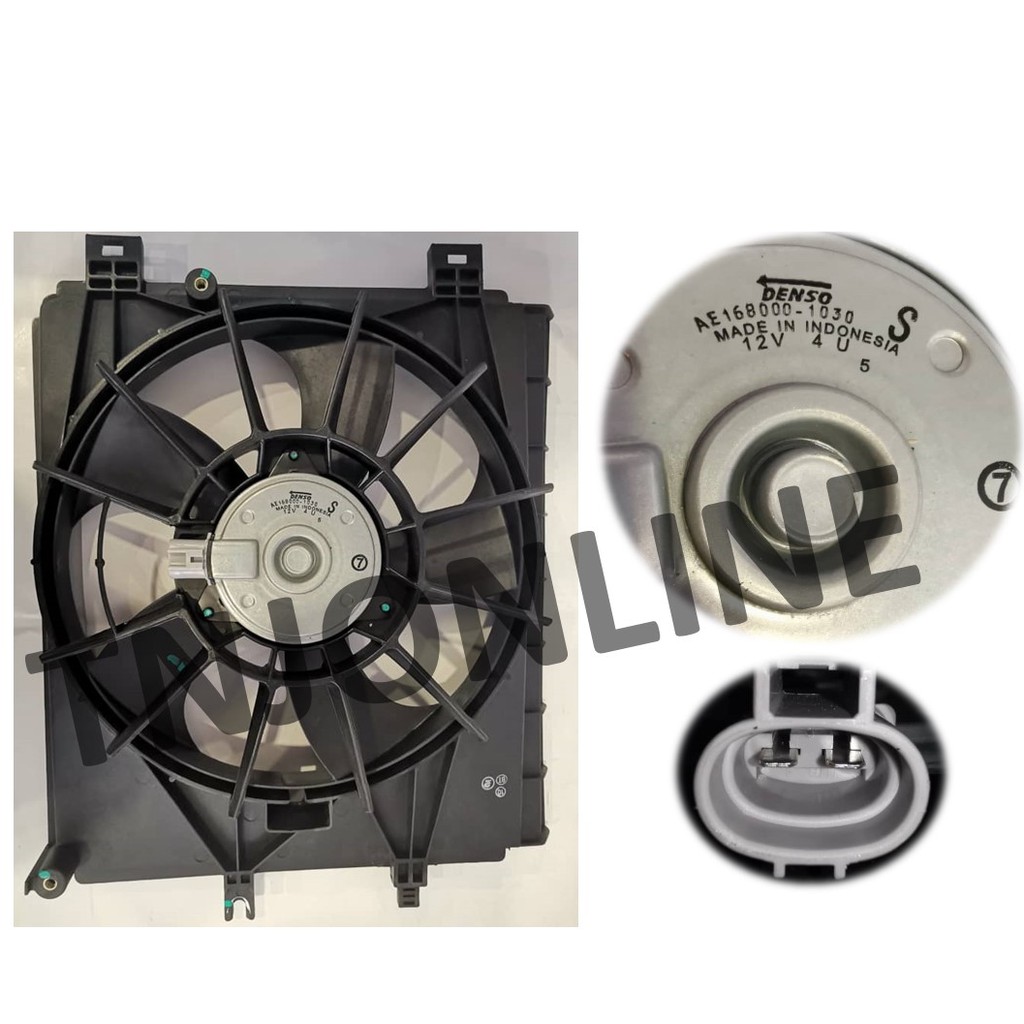 RADIATOR FAN GUARD W/MOTOR ASSY ORI DENSO PERODUA BEZZA,MYVI YR'17