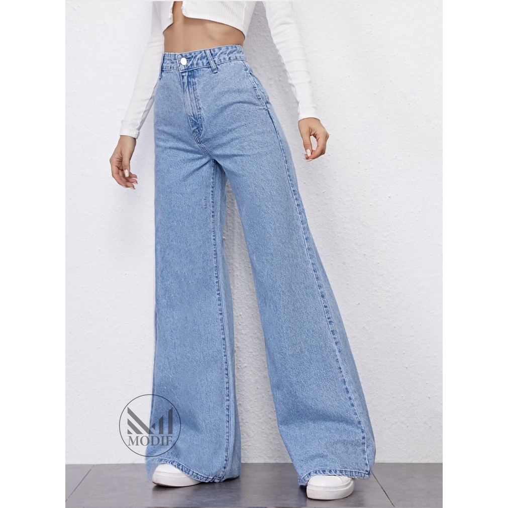 palazo jeans pant for women wide leg high waist denim jeans ladies ...