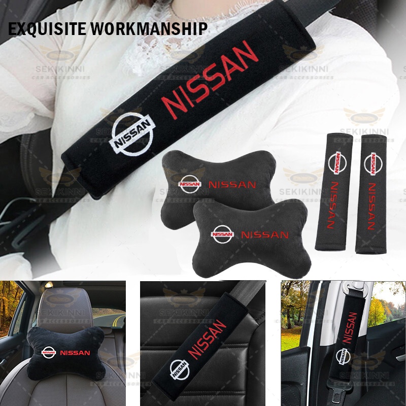 Nissan Car Seat Pillow Seat Belt Cover Cotton Neck Headrest Pillow Car