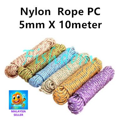 FISHDOM Nylon Braided Cotton Rope PC 5mm X 10meter Tali Kain | Shopee ...